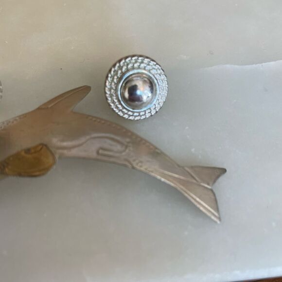 Silver Whale Brooch and Silver tone Earrings - Picture 11 of 11